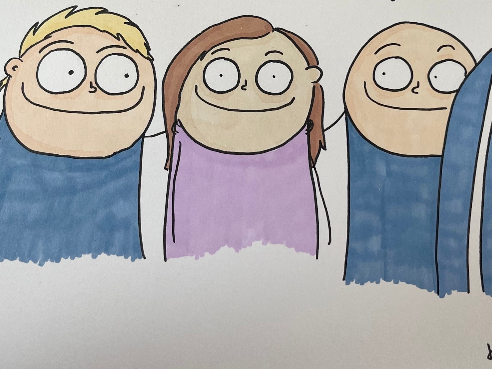 Portrættegning efter foto – 3 personer (A4)