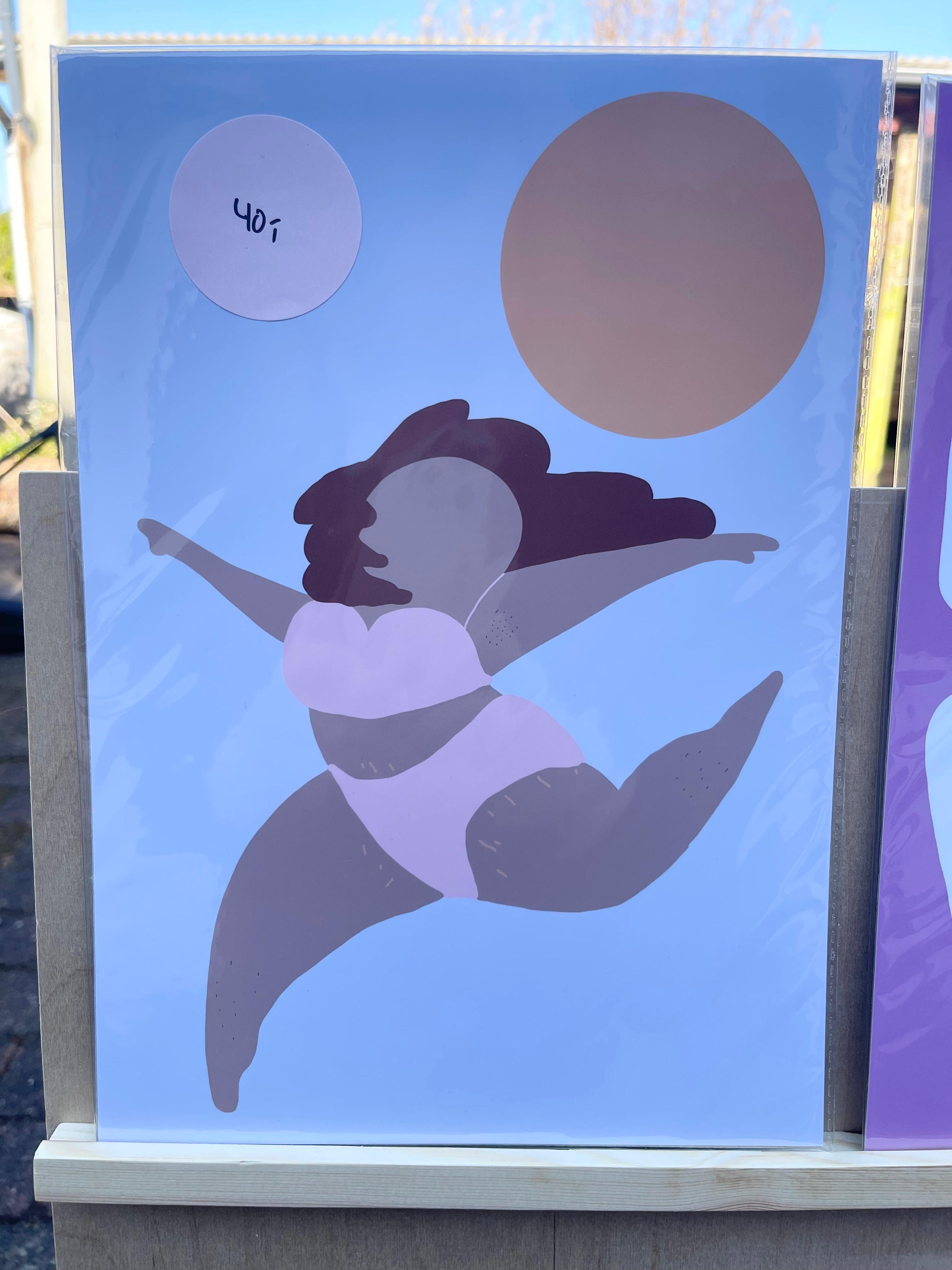 Restsalg – Dame med lyseblå baggrund