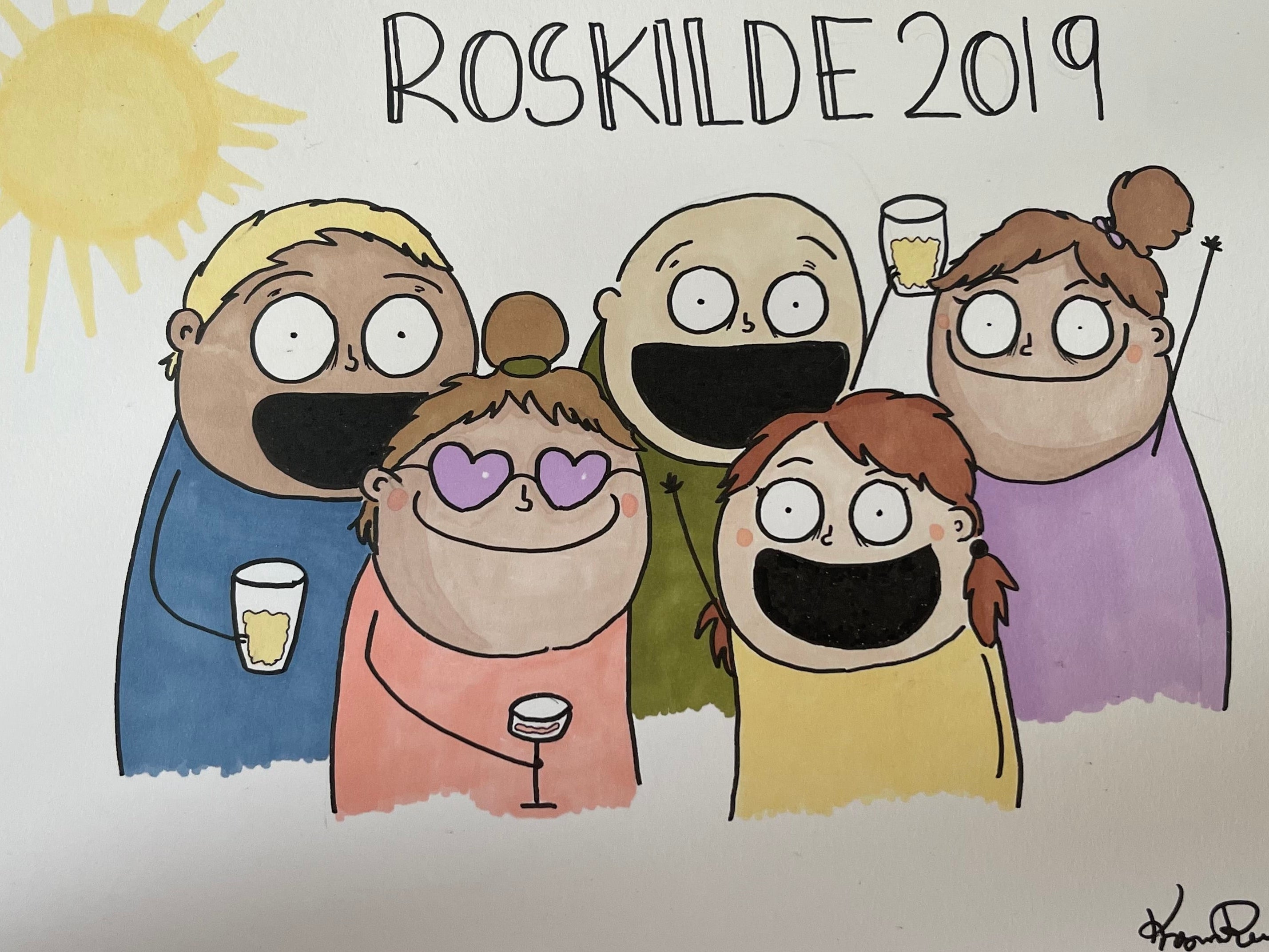 Portrættegning efter foto – 5 personer (A4)