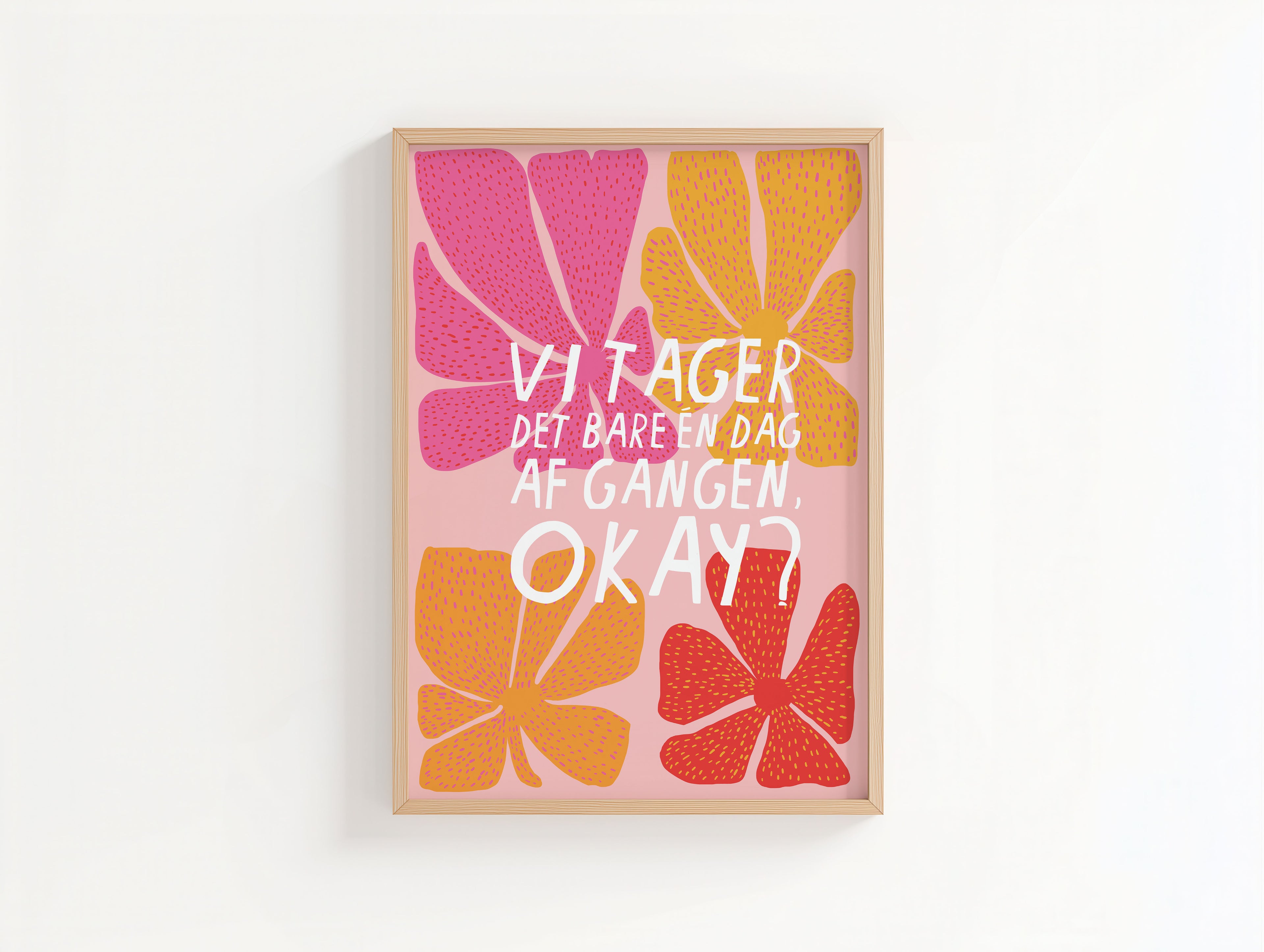 Kærlig reminder på lyserødt blomsterprint