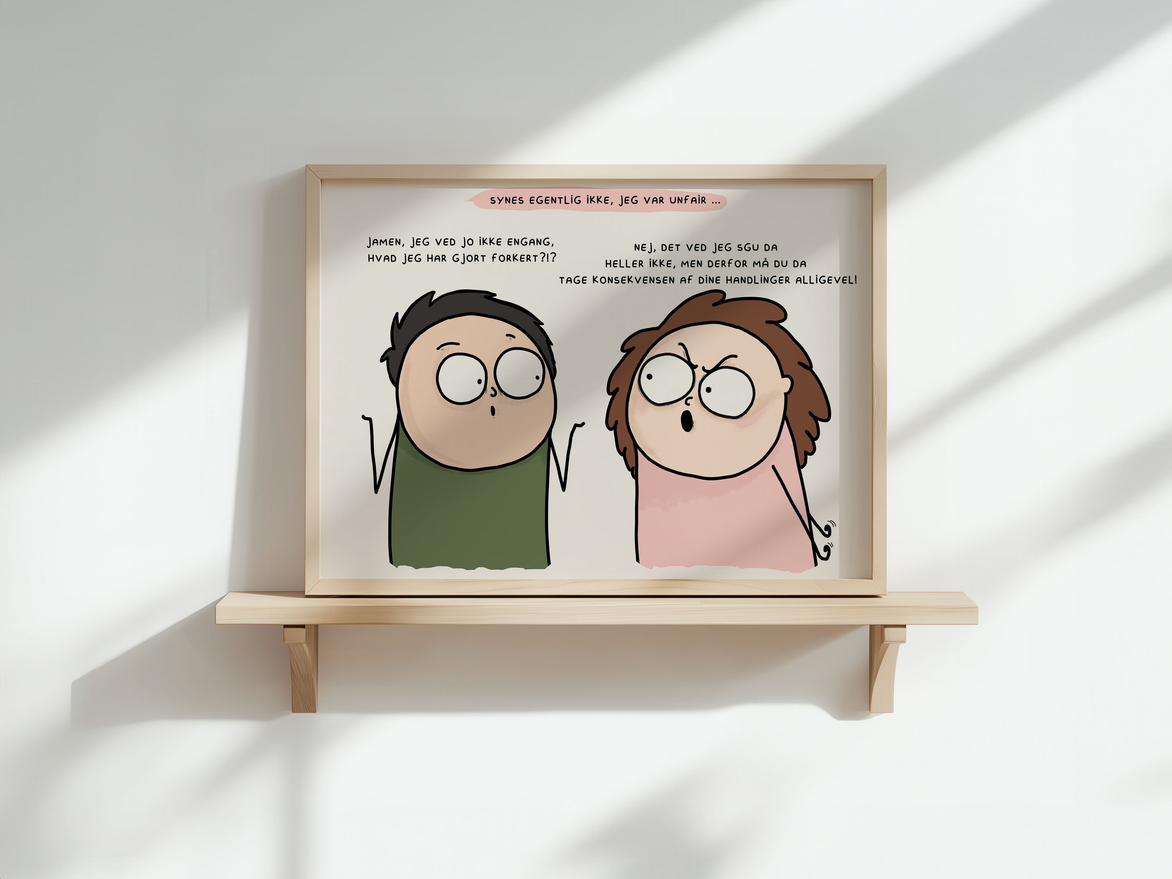 Sjov dansk plakat med humoristisk tekst – signeret kunstprint
