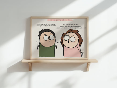 Sjov dansk plakat med humoristisk tekst – signeret kunstprint
