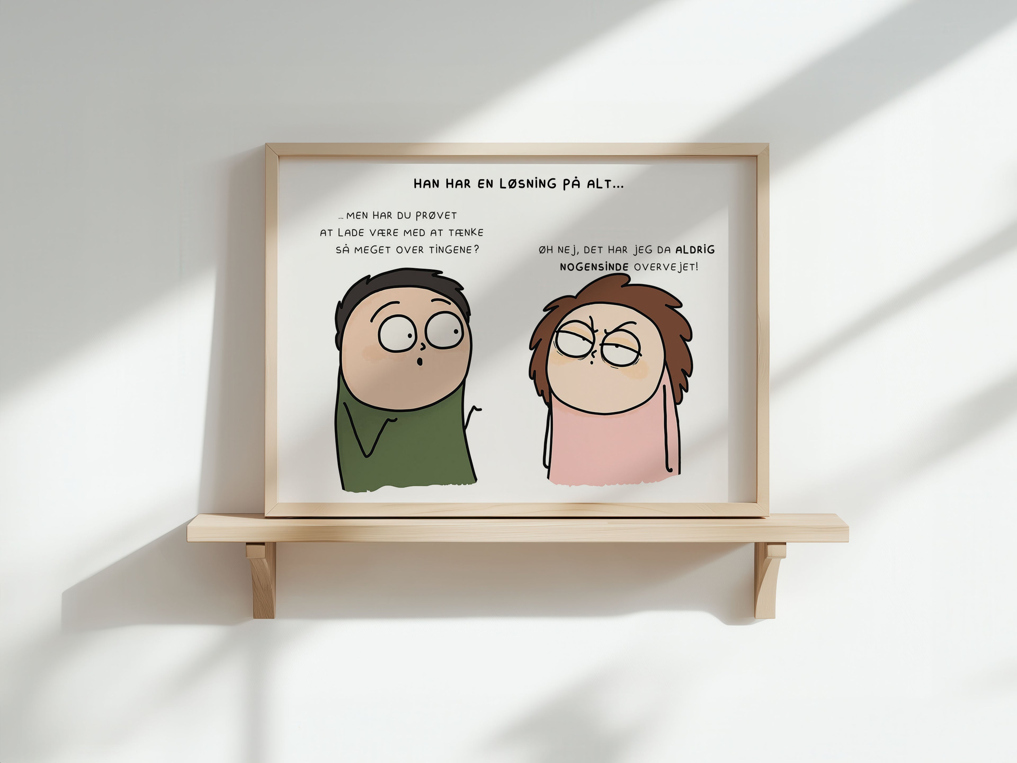 Sjov dansk plakat med humoristisk tekst – signeret kunstprint
